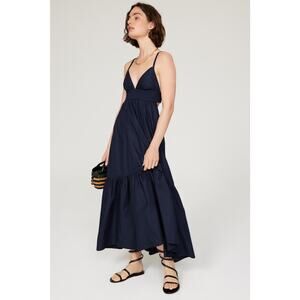 A.L.C. Dark Blue 100% Cotton Sleeveless V-Neck Back Cutout Rhodes Dress Size 4